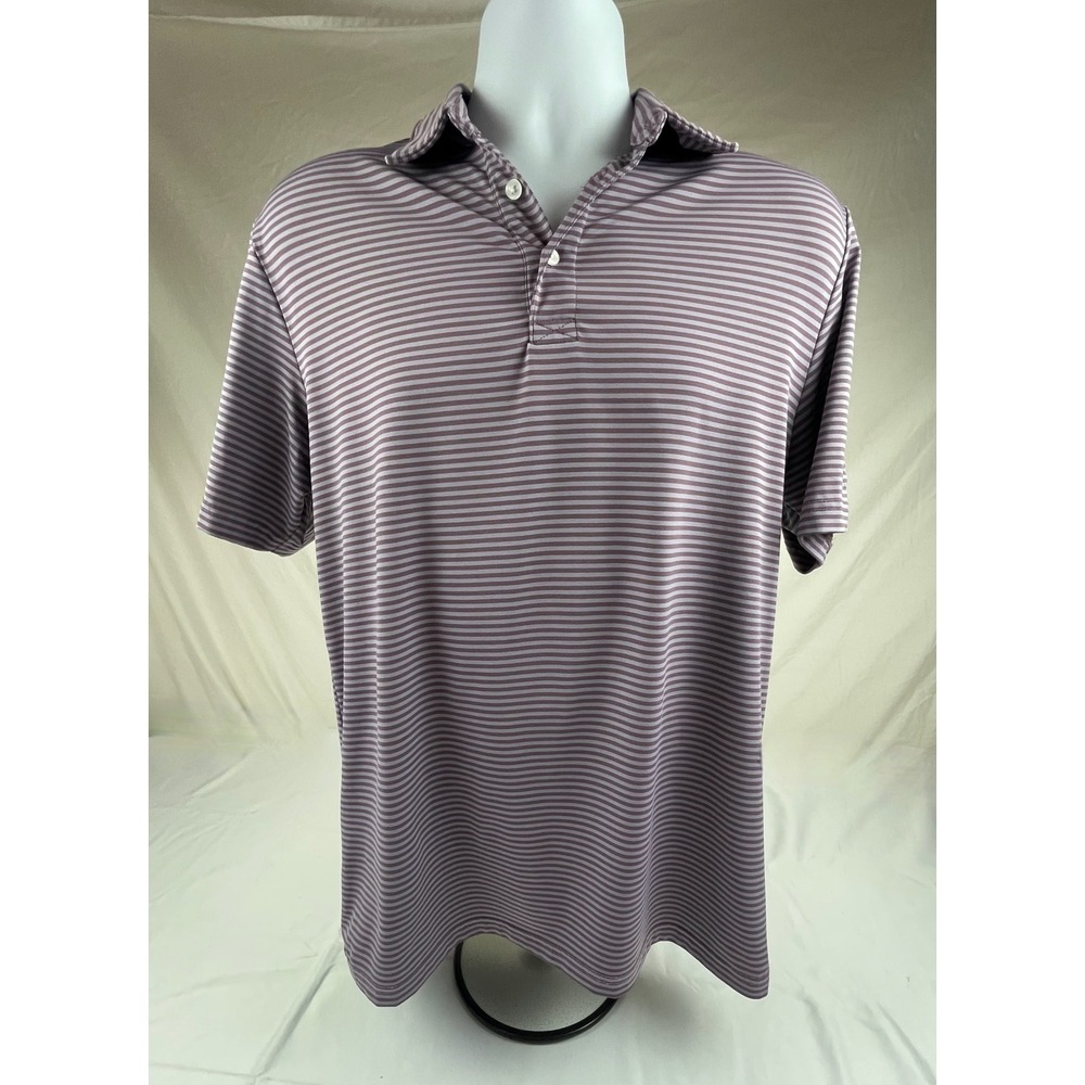 Criquet Mens Purple Striped Golf Polo Shirt Levy Cup Matches 2021 Size Medium